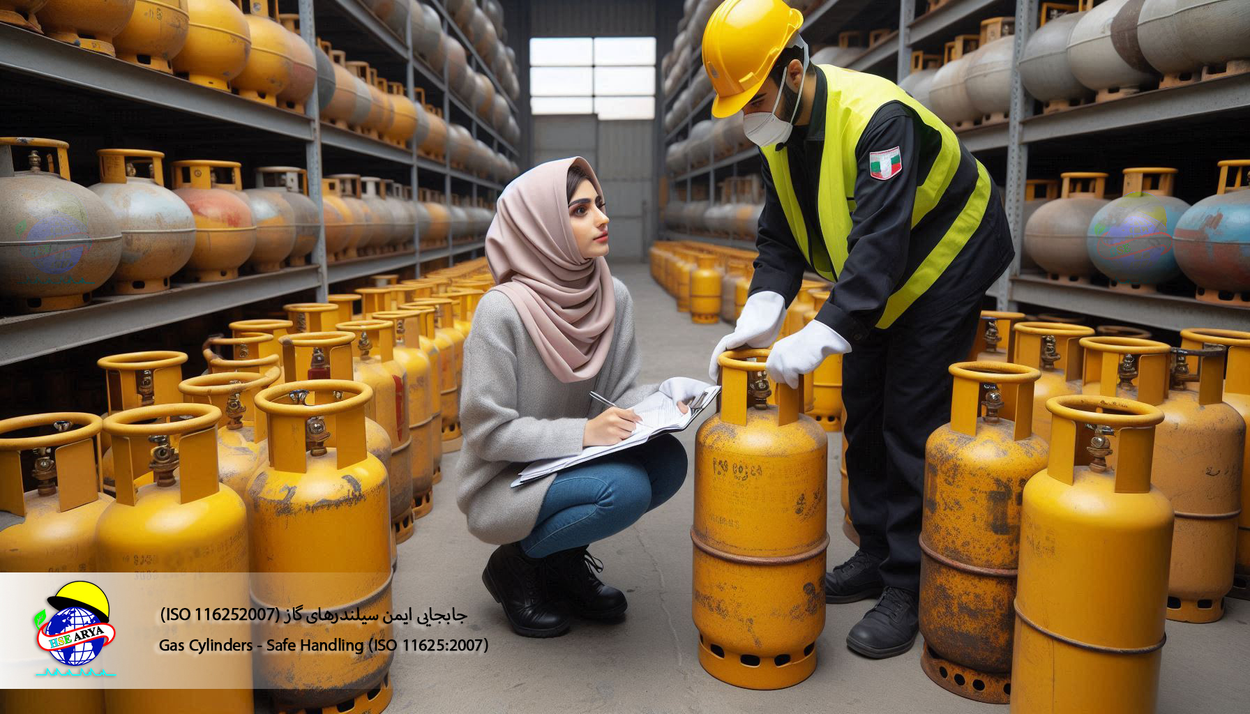 جابجایی ایمن سیلندرهای گاز (ISO 11625:2007) (Gas Cylinders - Safe Handling) - HSE Arya